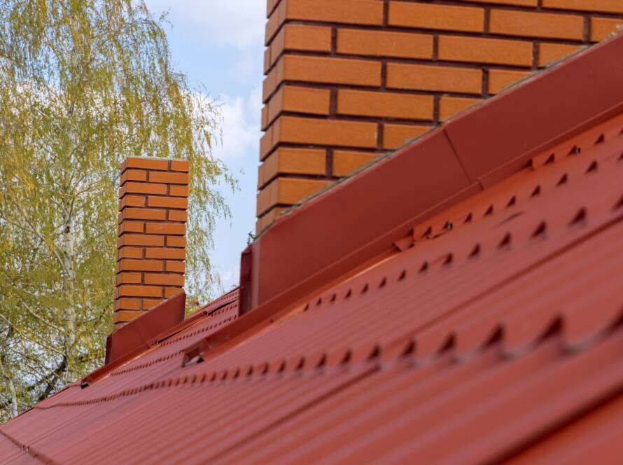 Roof housetop with red roofing tiles